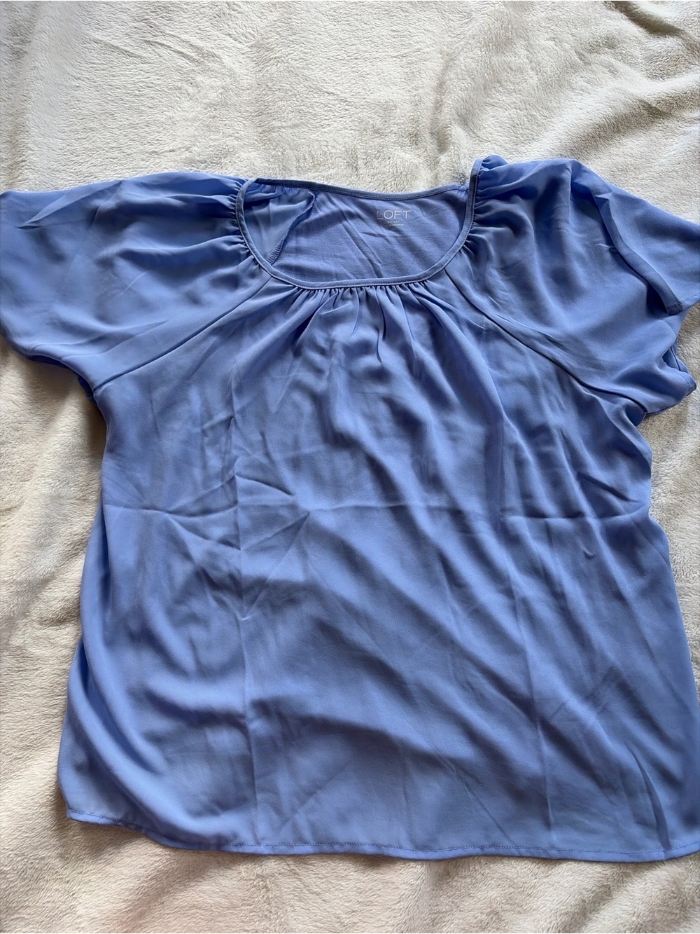 LOFT Periwinkle Short Sleeve Scoop Neck Blouse